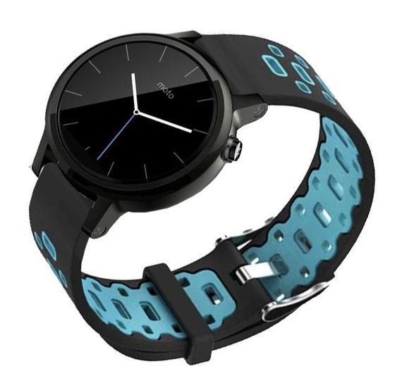Спортивний ремінець Primo Perfor Classic для годинника Motorola Moto 360 2nd gen (42 mm ) - Black&Blue | Зображення 1
