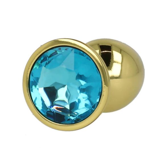 Анальная пробка с голубым камнем Chisa Hi-Basic, золотистая sexstyle | Зображення 3