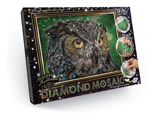 Креативна творчість "Діамантовий живопис. DIAMOND MOSAIC" DM-02 Danko Toys Сова Вид 1