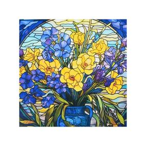 Алмазная мозаика "Витражные цветы" DEEX16280 неполная выкладка 30х30 см
