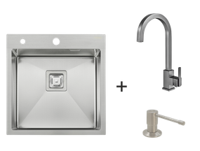 Мийка Top 49 Celldecor + Змішувач FKM 71 Inox + Дозатор FASD 25 Inox 8213.401.0054
