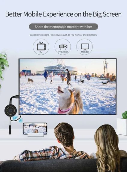 Беспроводной мультимедийный WIFI HDMI адаптер медиаплеер Mirascreen Mirroring Chromecast | Зображення 3