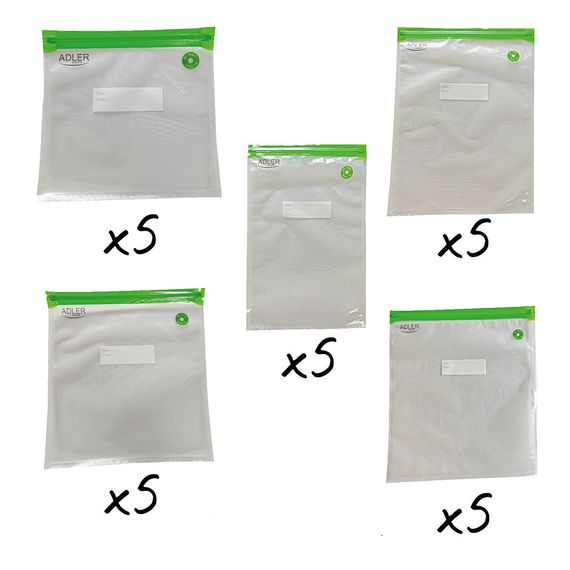 Вакуумные пакеты Adler AD 4514.1 набор 25 шт многоразовые для вакууматора разных размеров