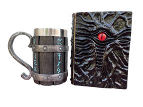 Подарунковий набір Кухоль 3D Скандинавські Руни та Блокнот 3D «Книга, що дивиться у відповідь»