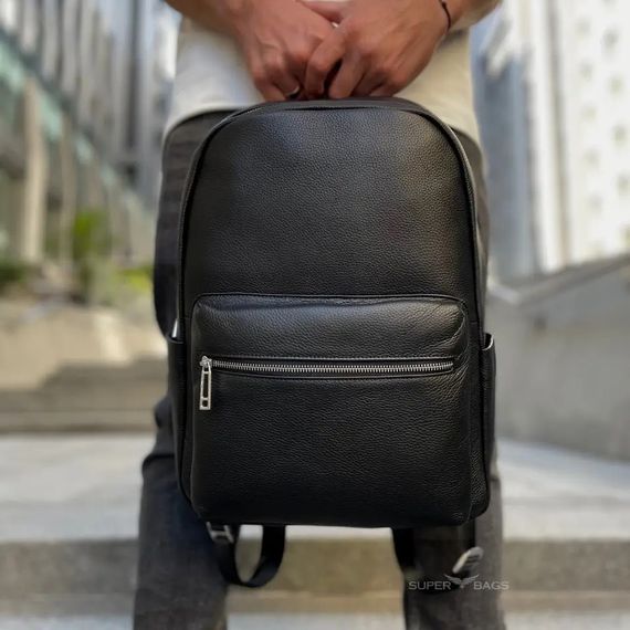 Рюкзак чоловічий шкіряний міський чорний для ноутбука (20334) | Зображення 5