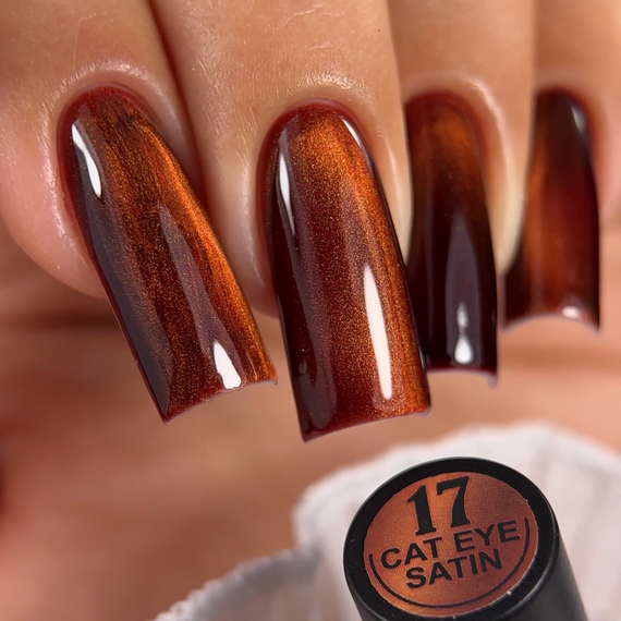 Гель-лак сатинова кішка Crooz №17 Satin Cat (теплий карамельно-мідний) 8мл | Зображення 1