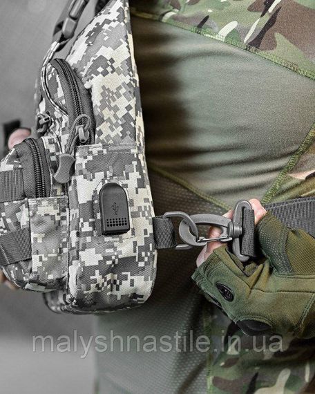 Армейская нагрудная сумка рюкзак с USB портом Защитник  NATO ДЛ7539 | Зображення 4