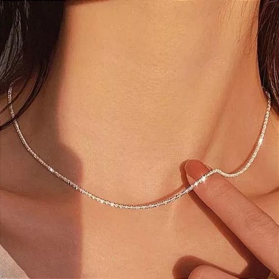 Нежная цепочка с переливом, кулон, колье, бусы, чокер, подвеска | Зображення 1