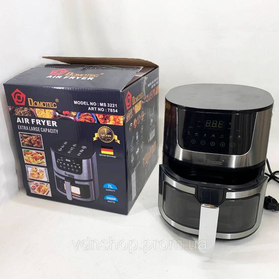 Аэрофритюрница электрическая для дома Domotec MS-3221 3500 Вт 7 л, Безмасляная фритюрница электрическая WL-21 | Зображення 6