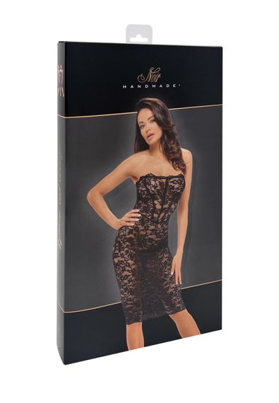 Сукня Noir Handmade F301 Catalyst, 3XL, black, міді, мереживо, відкриті плечі, шнурівка на спині | Зображення 6