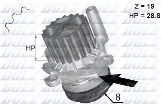 Водяной насос SKODA RAPID, SEAT ALHAMBRA, AUDI Q5, DOLZ (A224) | Зображення 3