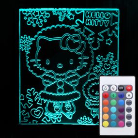 Акриловий світильник-нічник з пультом 16 кольорів Хелоу Кіті зимова tty-n001267