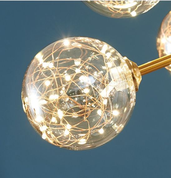 Люстра світлодіодна стельова LED світильник для квартири на стелю лед 26372 Латунь 42-72х110х110 см. | Зображення 5