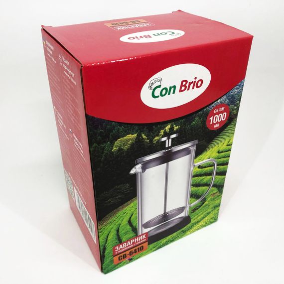 Заварник френч-прес Con Brio 1л CB-6410 1 л, Френч-прес з ручкою, Чайник прес для чаю CV-37 | Зображення 4