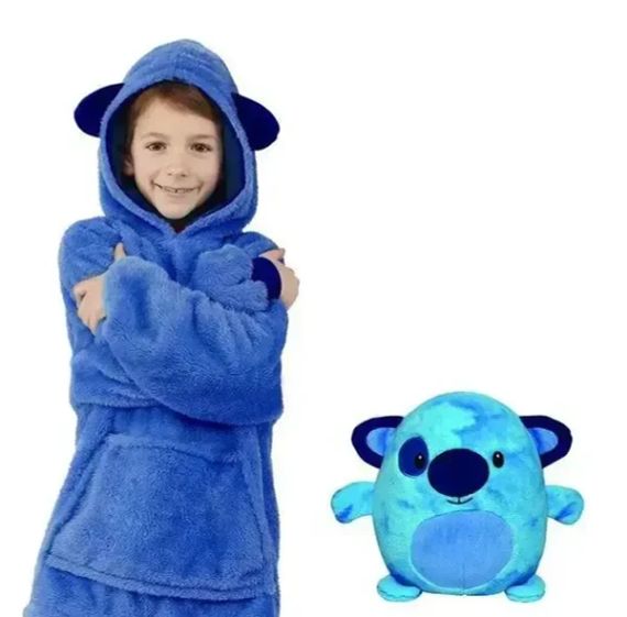 Блакитний Дитяча іграшка-толстовка плед трансформер з капюшоном та рукавами 3 в 1 Huggle Pets Hoodie | Зображення 1