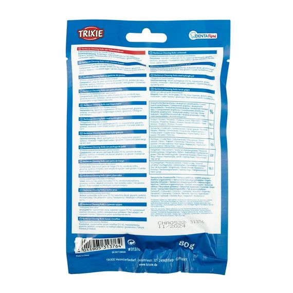 Ласощі Trixie Denta Fun Chewing Rolls для собак Паличка для чищення зубів з куркою 12 см 80 г 10 шт | Зображення 2