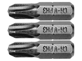 Насадка викруткова STHOR : Phillips PH3 x 25 мм, HEX 1/4", Cr-V, 3 шт VR-65454