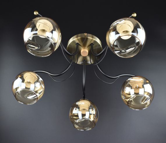 Люстра стельова на 5 лампочок 26178 Чорний 23х56х56 см. | Зображення 1