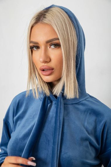 Спортивный костюм женский велюровый, цвет джинс, 241R1530-5 | Зображення 4