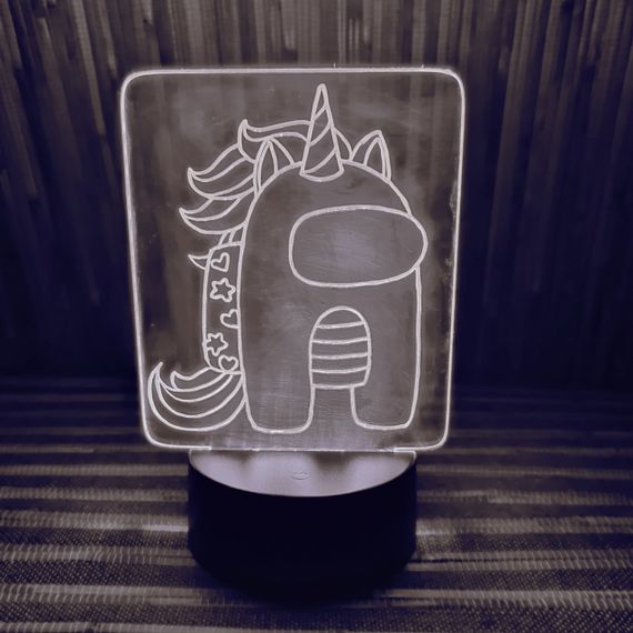 Акриловый светильник-ночник Among Us единорог белый tty-n000176