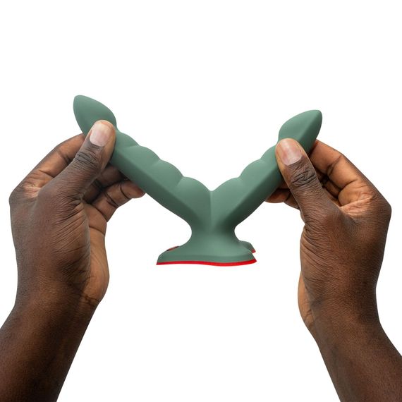 Подвійний фалоімітатор Fun Factory RYDE wild olive, гнучкі стовбури, присоска | Зображення 6