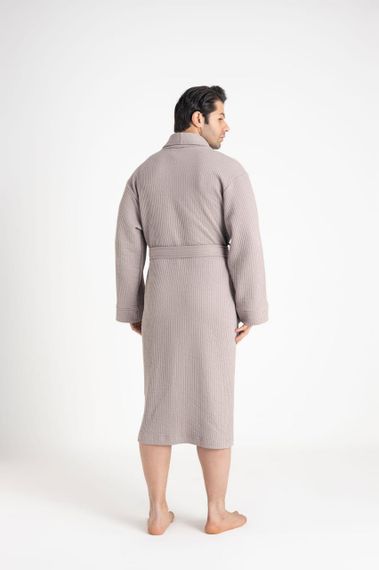 Чоловічий мусліновий халат Nusa 24670 сірий 3XL | Зображення 4