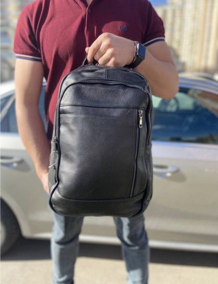 Міський чоловічий рюкзак шкіряний чорний Tiding Bag B2-03555A | Зображення 7