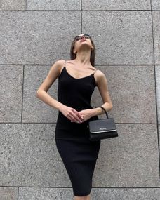 Сукня вязана з фурнітурою Чорний, XL