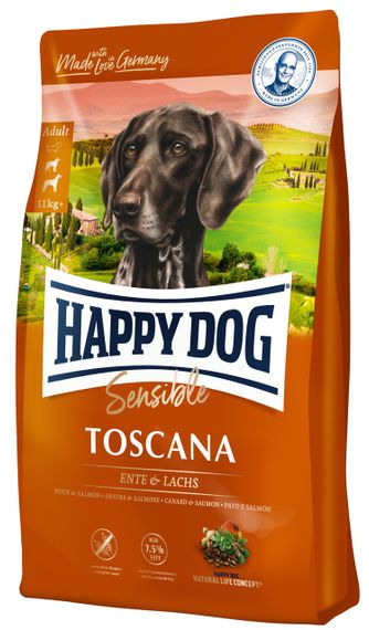 Сухий корм для собак з качкою та лососем Happy Dog Toscana, 12.5 кг
