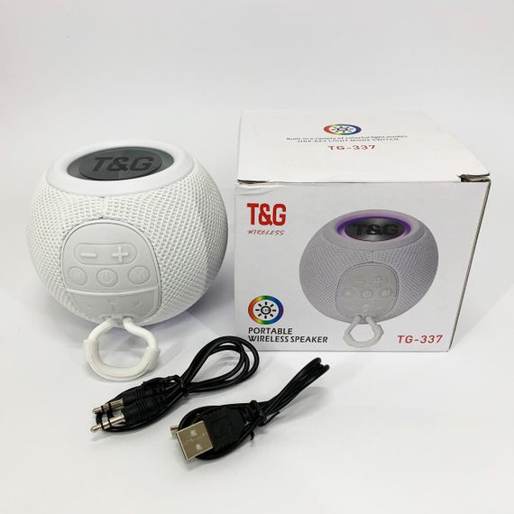 Бездротова потужна колонка TG337 з Bluetooth, RGB-підсвічуванням та радіо. Колір: білий | Зображення 9