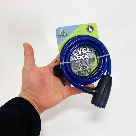 Замок велосипедний KIHUU LOCK 187, 10*120 тросовий, 2 ключі. Колір: синій CI-25 | Зображення 1