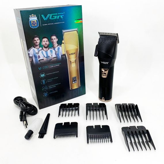 Акумуляторна машинка для стрижки волосся VGR V-280 з дисплеєм та насадками якісна. Колір: чорний | Зображення 8