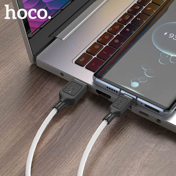 Дата кабель Hoco X90 Cool silicone USB to Type-C (1m) White | Зображення 3