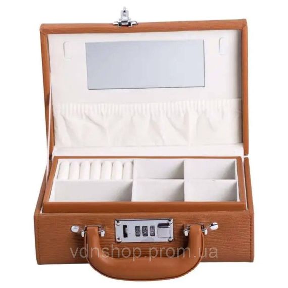 Шкатулка для украшений из эко кожи 2 яруса с кодовым замком органайзер для ювелирных изделий HP-5-24R