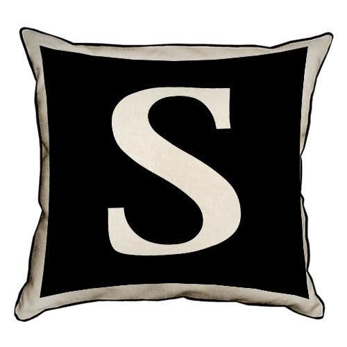 Подушка с мешковины Английская буква S 45x45 см (45PHB_ABC038_WH)