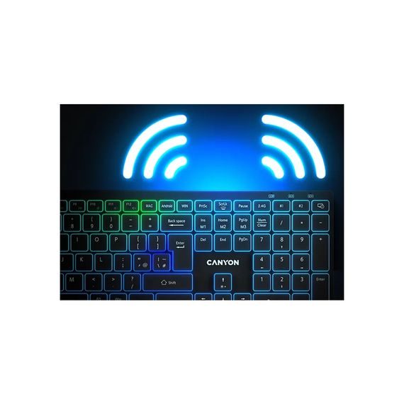 Клавіатура Canyon HKB-W11 Slim Dual Mode Wireless/Bluetooth RGB UA Black (CNS-HBTK11B) | Зображення 5