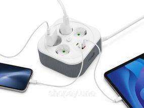 Сетевой удлинитель-фильтр A107/PNS-05 белый 4 м с LED-индикатором, 4 розетками 220V, 2 USB и PD Type-C