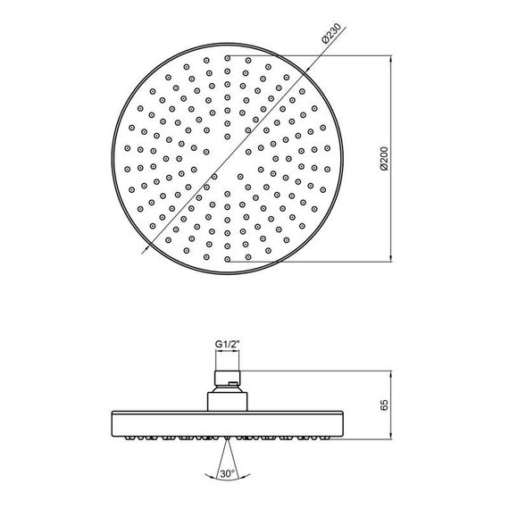 Лійка для верхнього душу Qtap Hlavova 230 мм округла QTHLAVA228O1ZBB Black Matt | Зображення 1