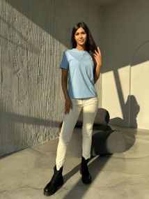 Женская летняя классическая футболка KV3333 цвет голубой, размер 42/46 onesize