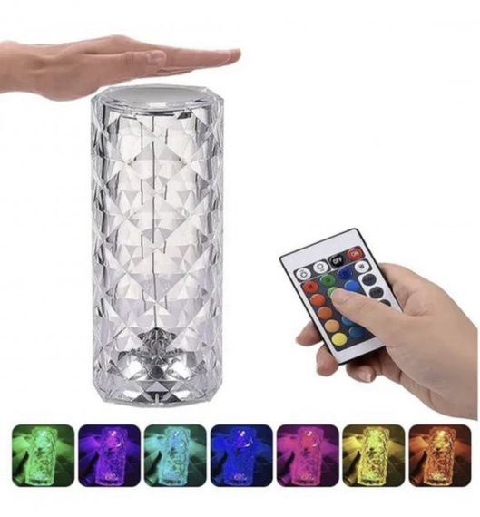 Настільна лампа нічник Роза з пультом RGB Crystal Rose.