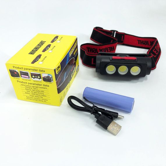 Налобний ліхтар для сантехніка PLD-2119B-XPE+2COB(white+red), Наголовний ліхтар для нічної їзди YM-59