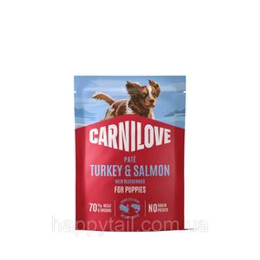 Влажный корм для щенков Carnilove Turkey & Salmon паштет с индейкой, лососем и черникой пауч 300 г