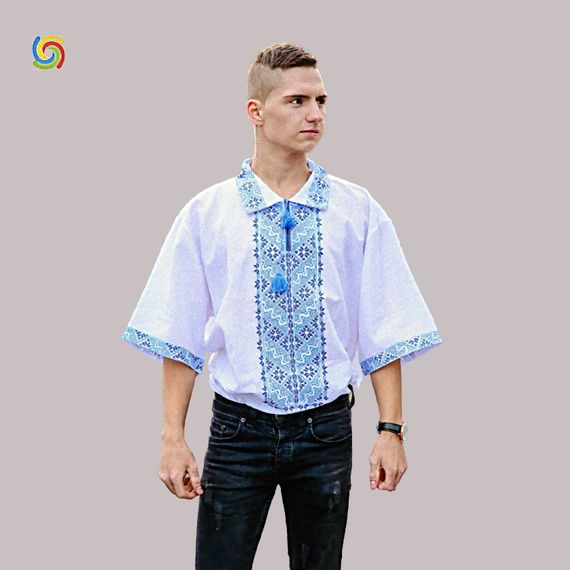 Рубашка Украинская вышиванка 05827 цвет белый размер L/XL
