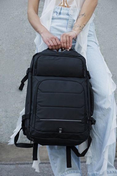 Рюкзак ручна поклажа з розширенням Without Reflective Classic USB Black | Зображення 3