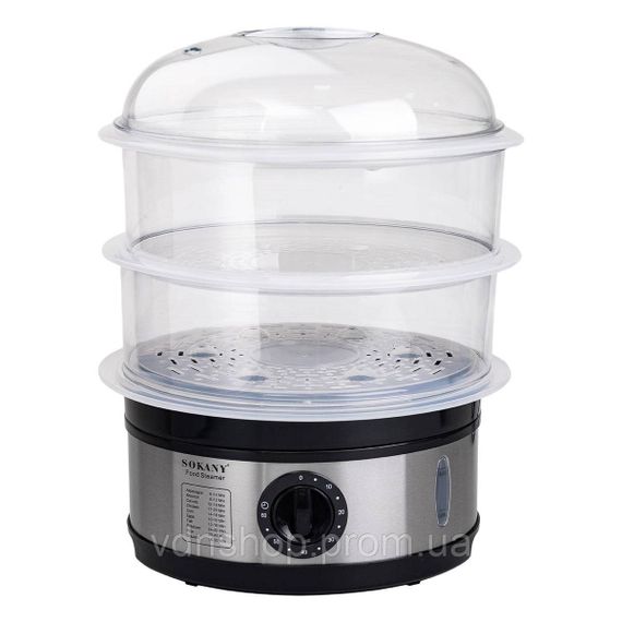 Пароварка електрична трирівнева 650 Вт 11 л з таймером і захистом від перегріву Sokany SK-07018 | Зображення 3