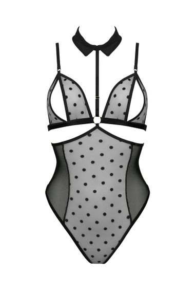 Боді з відкритими грудьми Passion DOMINICA BODY L/XL black, комір-чокер, корсет | Зображення 2