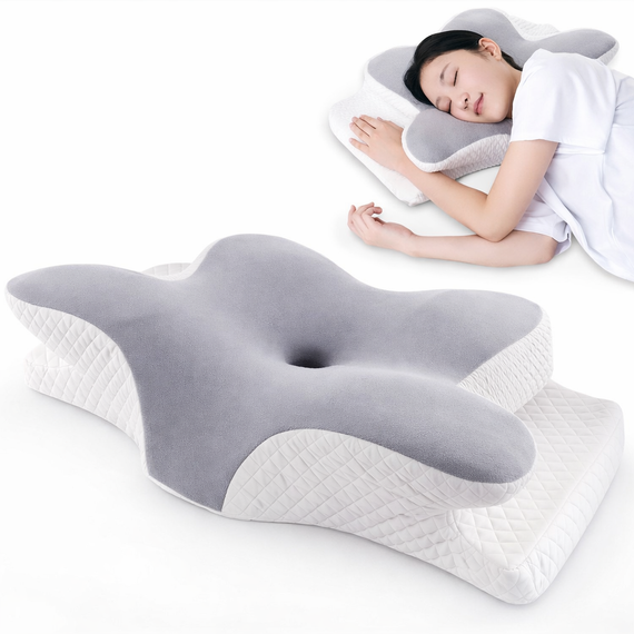 Ортопедична подушка для сну Метелик з ефектом пам'яті Memory Foam 50х30 см. Анатомічна подушка під шию | Зображення 1
