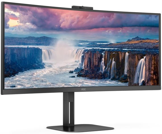 TFT 34" AOC CU34V5CW/BK, WQHD, VA, 100Гц, 1 мс, вигнутий, HDMI, DP, USB-C, USB-hub, webcam, колонки | Зображення 6