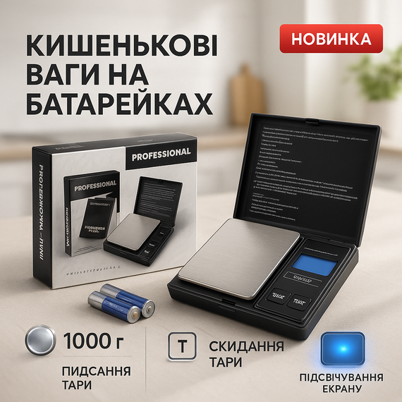 Маленькі електронні ваги для зважування 1000г, Компактні електронні ваги для ювелірів OZ-82