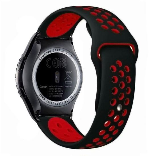 Спортивний ремінець Primo Perfor Sport для годинника Samsung Gear S2 Classic SM-R372 / R735 - Black&Red | Зображення 1